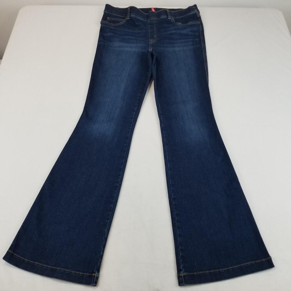 Spanx Jeans Womens XL Blue Medium Wash Flare Pull On Stretch Denim 20327R